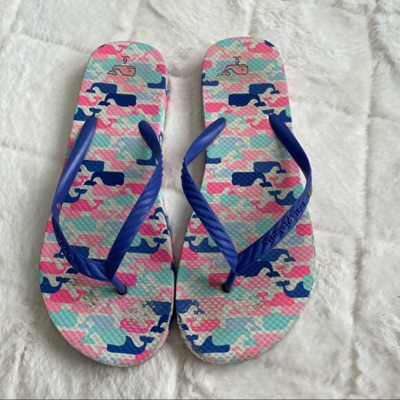 Vineyard Vines | Multi Colored Whale Flip Flops | Size 6 - Picture 2 of 8